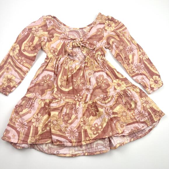 Cotton On Retro Floral Neutral Double Gauze Dress - Picture 7 of 7